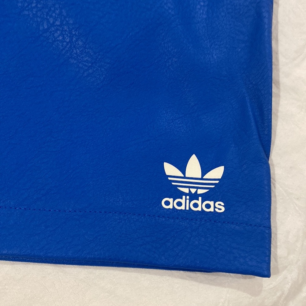 New Adidas faux leather blue mini skirt zipper 34 - Picture 2 of 6
